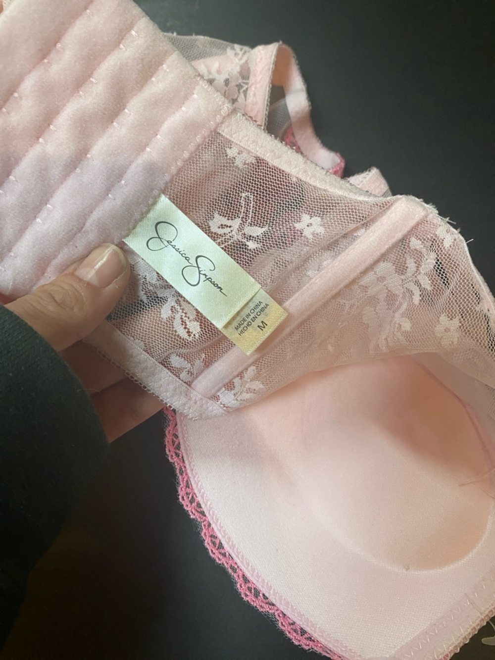 Jessica Simpson Pink Lace Longline Bra - Picture 3 of 3
